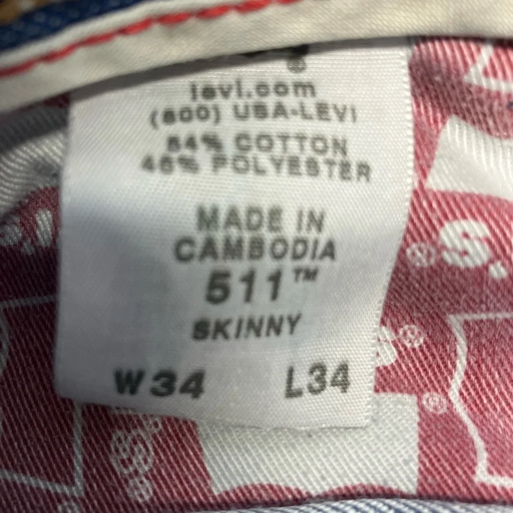 Levi’s Skinny 511 Men’s Denim Jeans, Size 34 x 34, Lt. Blue, Distressed
